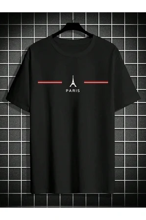 Unisex Paris Baskılı Oversize Tshirt