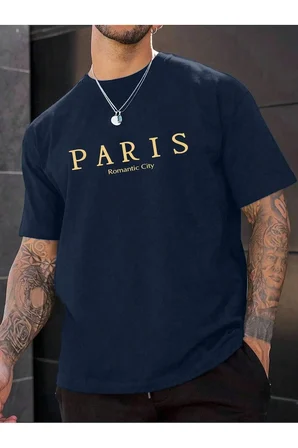 Unisex Romantic City Paris Baskılı Oversize Tshirt