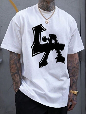 Unisex Los Angles Baskılı Oversize Tshirt