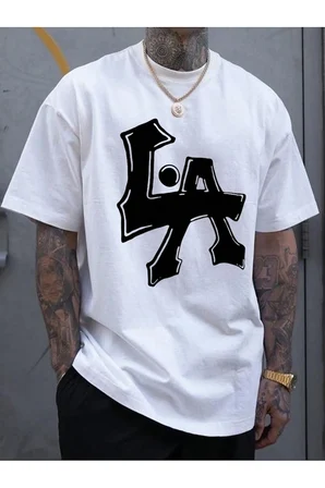 Unisex Los Angles Baskılı Oversize Tshirt