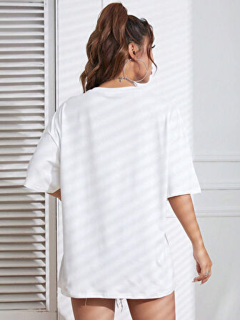 Unisex Not In The Mood Baskılı Oversize Tshirt