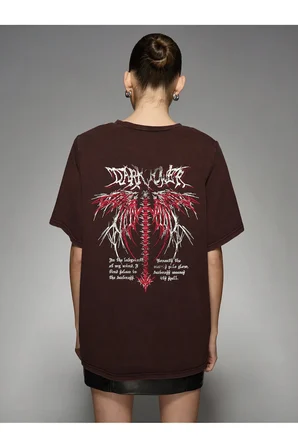 Unisex  Dark Kırmızı Baskılı Tasarım Tshirt