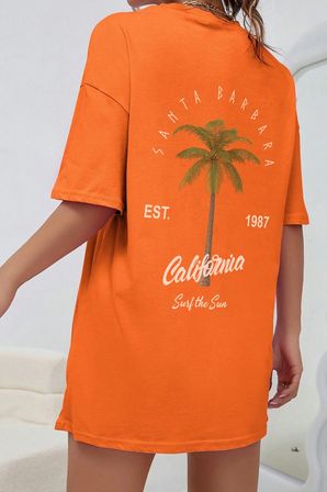 California Baskılı Unisex Oversize Tshirt