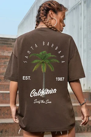 California Baskılı Unisex Oversize Tshirt
