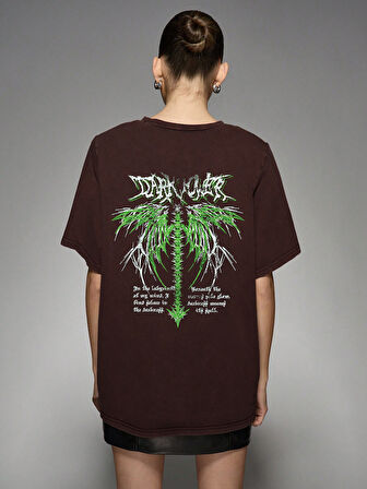 Unisex Dark Yeşil Baskılı Oversize Tshirt