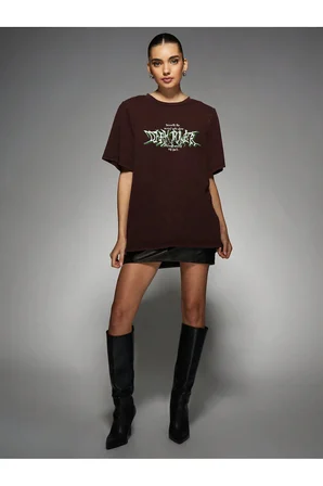 Unisex Dark Yeşil Baskılı Oversize Tshirt