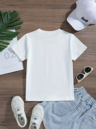 Çocuk Papatya Kelebek baskılı Pamuklu Tshirt