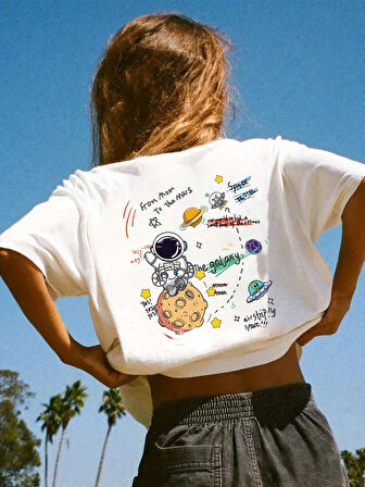 Çocuk Galaksi baskılı Pamuklu Tshirt