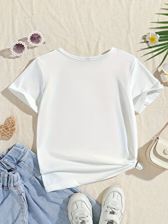 Çocuk Emoji Hologram baskılı Pamuklu Tshirt