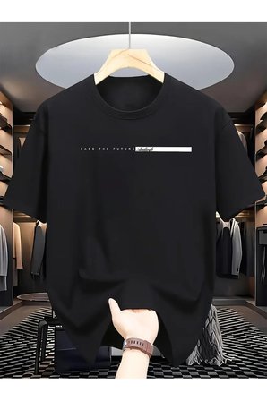 Unisex Face The Future Baskılı Oversize Tshirt