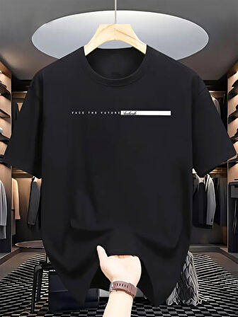 Unisex Face The Future Baskılı Oversize Tshirt