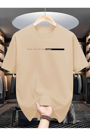 Unisex Face The Future Baskılı Oversize Tshirt