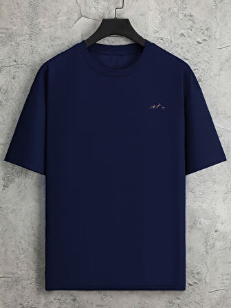 Unisex Dağ Baskılı Oversize Tshirt
