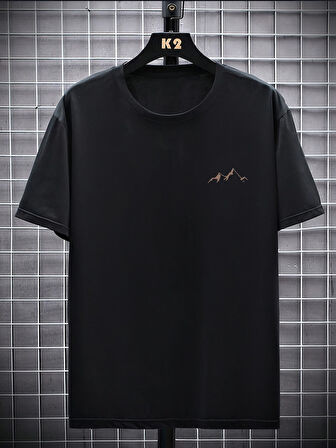 Unisex Dağ Baskılı Oversize Tshirt