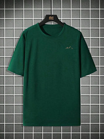 Unisex Dağ Baskılı Oversize Tshirt