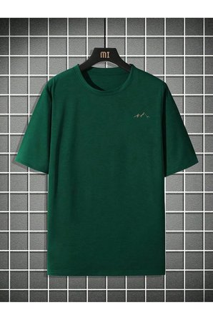 Unisex Dağ Baskılı Oversize Tshirt
