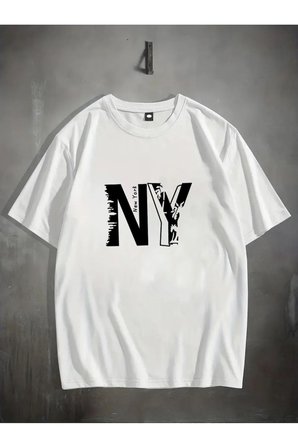 Unisex Newyork Baskılı Oversize Tshirt