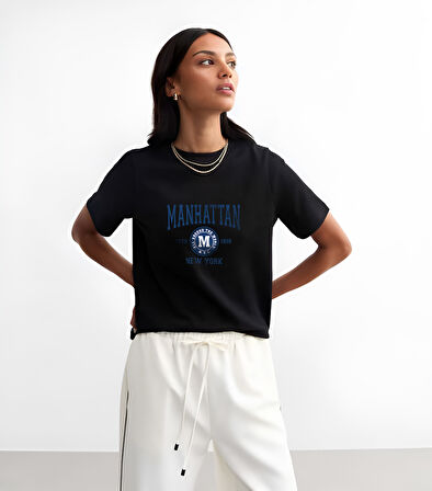 Unisex MANHANTTAN Baskılı Tasarım Tshirt