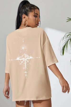 Unisex Yön Gösteren Baskılı Tasarım Tshirt