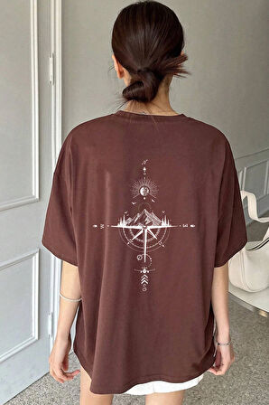 Unisex Yön Gösteren Baskılı Tasarım Tshirt