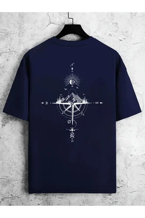 Unisex Yön Gösteren Baskılı Tasarım Tshirt