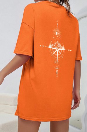 Unisex Yön Gösteren Baskılı Tasarım Tshirt