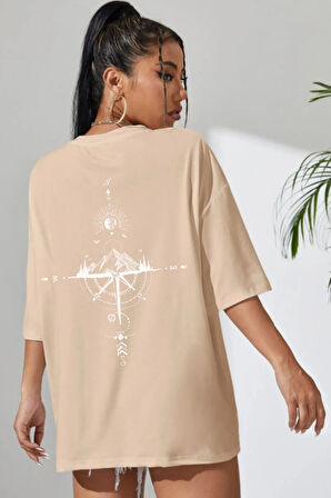 Unisex Yön Gösteren Baskılı Tasarım Tshirt