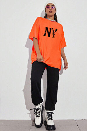 Unisex Newyork Baskılı Oversize Tshirt