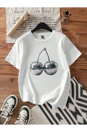Disko Vişne Baskılı Özel Tasarım Tshirt