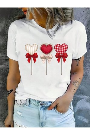 Şekerleme Lolilop Kalp Baskılı Tasarım Tshirt