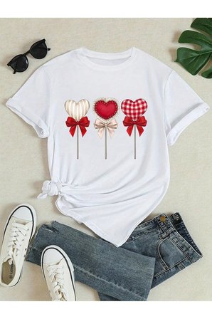 Şekerleme Lolilop Kalp Baskılı Tasarım Tshirt