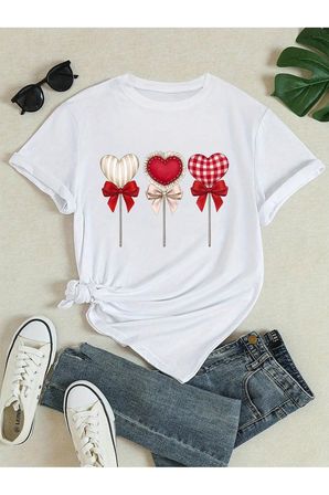 Şekerleme Lolilop Kalp Baskılı Tasarım Tshirt