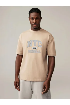 Pamuklu Nyc Baskılı Oversize T-shirt