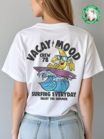 Unisex Vacay Mood Baskılı Tasarım Tshirt