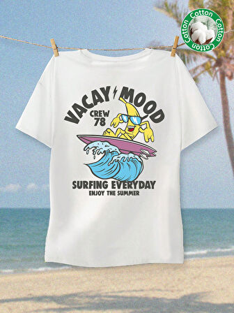 Unisex Vacay Mood Baskılı Tasarım Tshirt