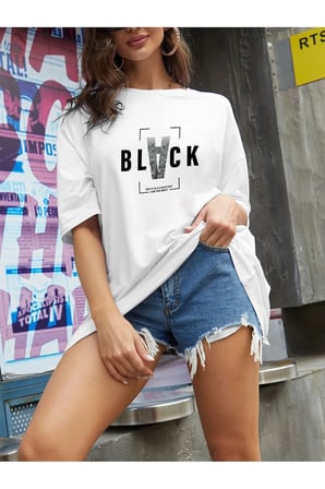 Unisex Black Baskılı Tasarım Tshirt