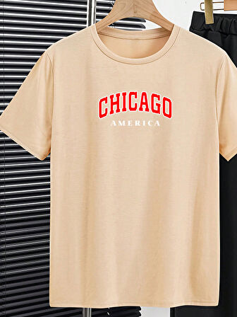 Unisex Chicago Baskılı Tasarım Tshirt