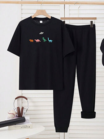 Çocuk Dinazor Baskılı Eşofman Takımı