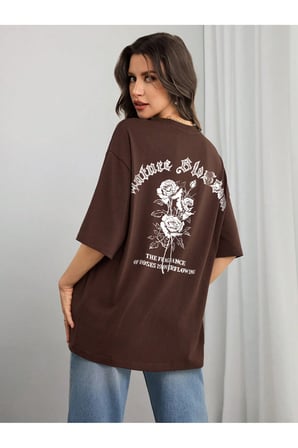 Nature Blossom Baskılı Unisex Oversize Tshirt