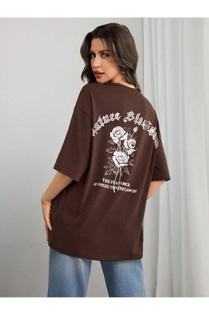 Nature Blossom Baskılı Unisex Oversize Tshirt