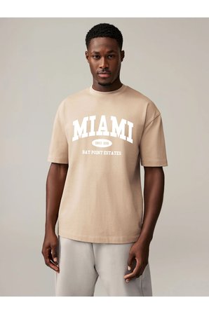 Pamuklu Miami Baskılı Oversize T-shirt