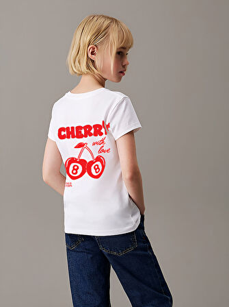 Çocuk Cherry Baskılı Pamuklu Tshirt