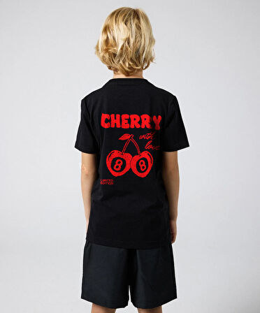 Çocuk Cherry Baskılı Pamuklu Tshirt