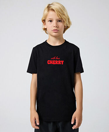 Çocuk Cherry Baskılı Pamuklu Tshirt