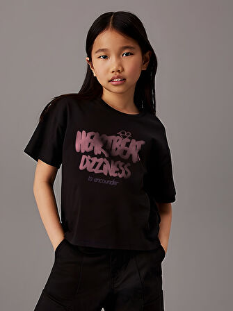 Çocuk HeartBeat Baskılı Pamuklu Tshirt