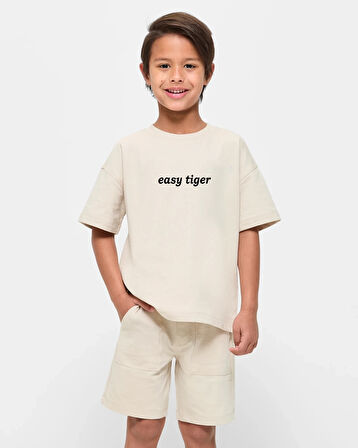Çocuk Easy Tiger Baskılı Pamuklu Tshirt