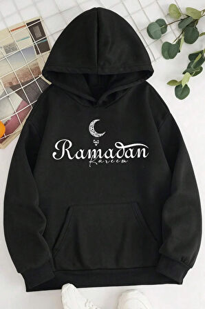 Ramadan Kareem Baskılı Pamuklu Oversize Sweatshirt
