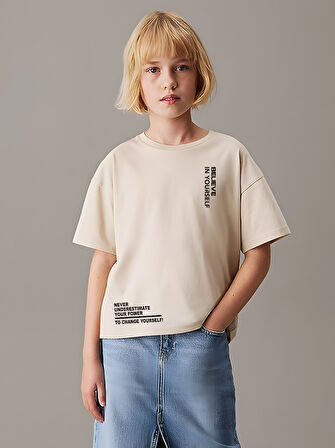 Çocuk Believe Baskılı Pamuklu Tshirt