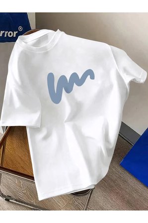 Unisex W Baskılı Tasarım Tshirt