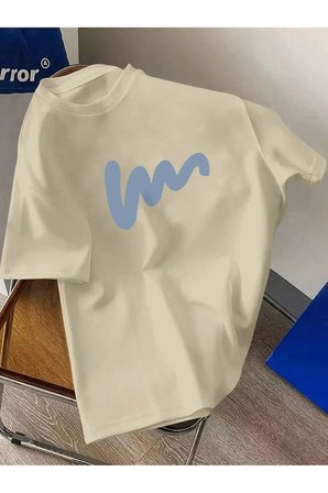 Unisex W Baskılı Tasarım Tshirt
